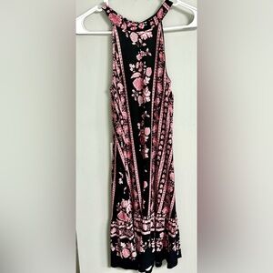 LOFT Black and Pink Floral Mini Dress